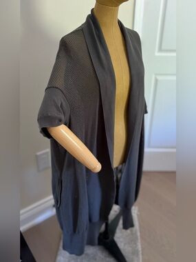 ARITZIA WILFRED 100% Cotton Charcoal Open-Front Lightweight Cardigan (M)